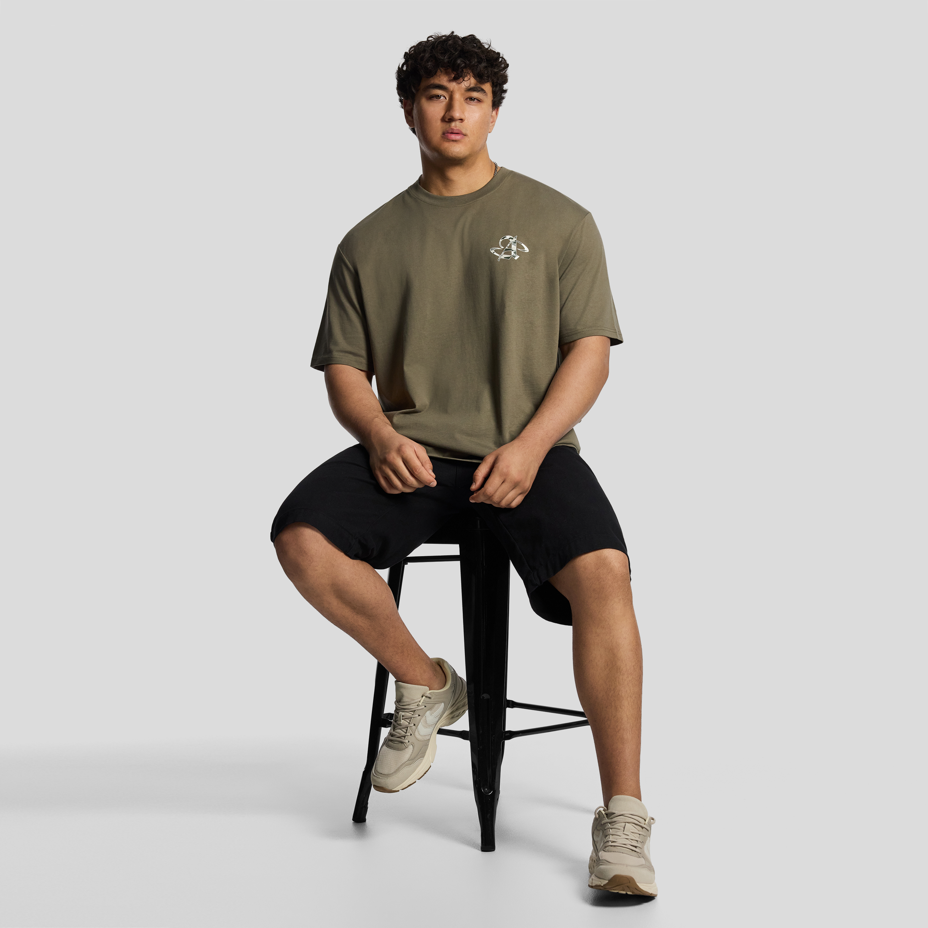 Khaki Green Camo Relaxed Crew Tee