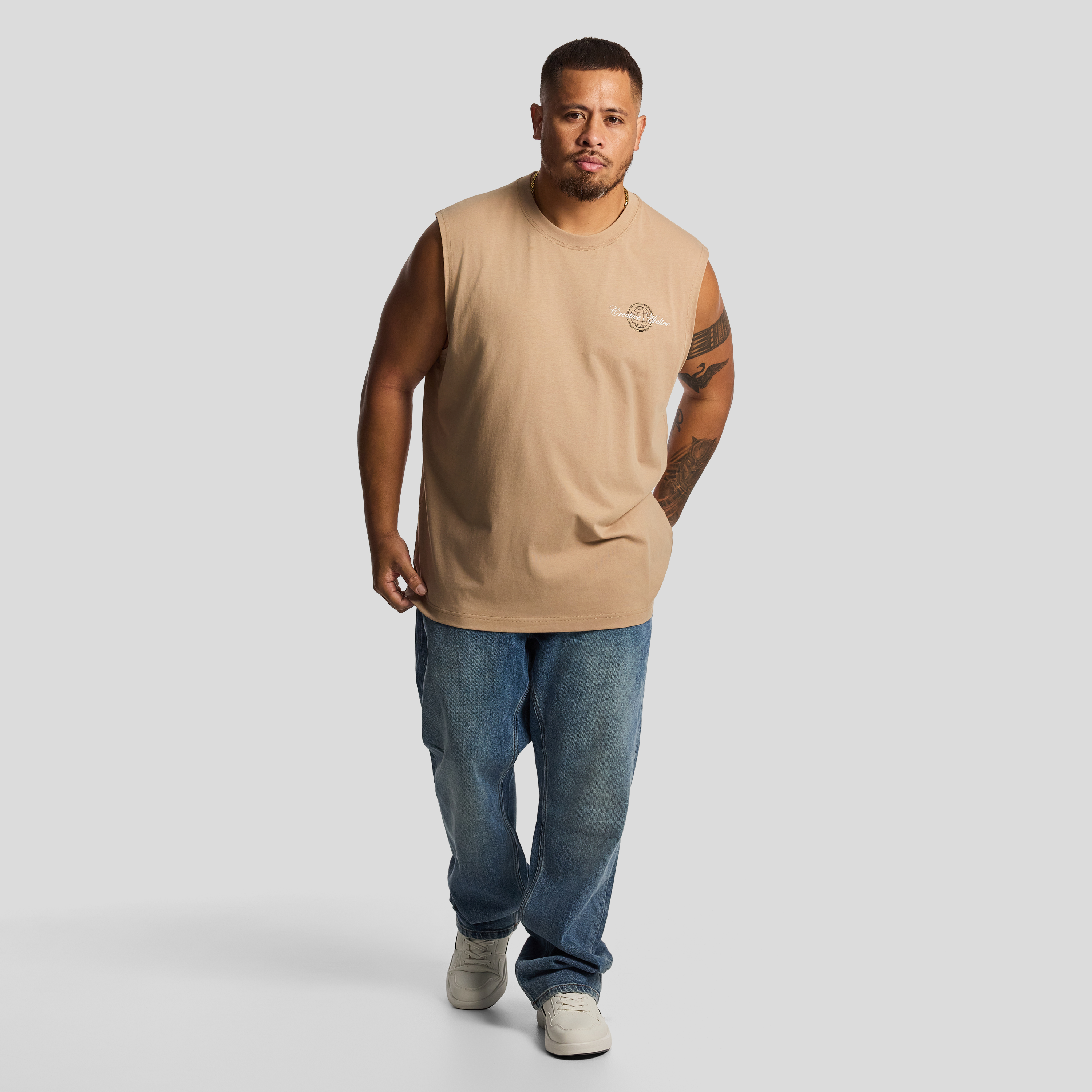 Camel Bronx Graphic Sleeveless Tee