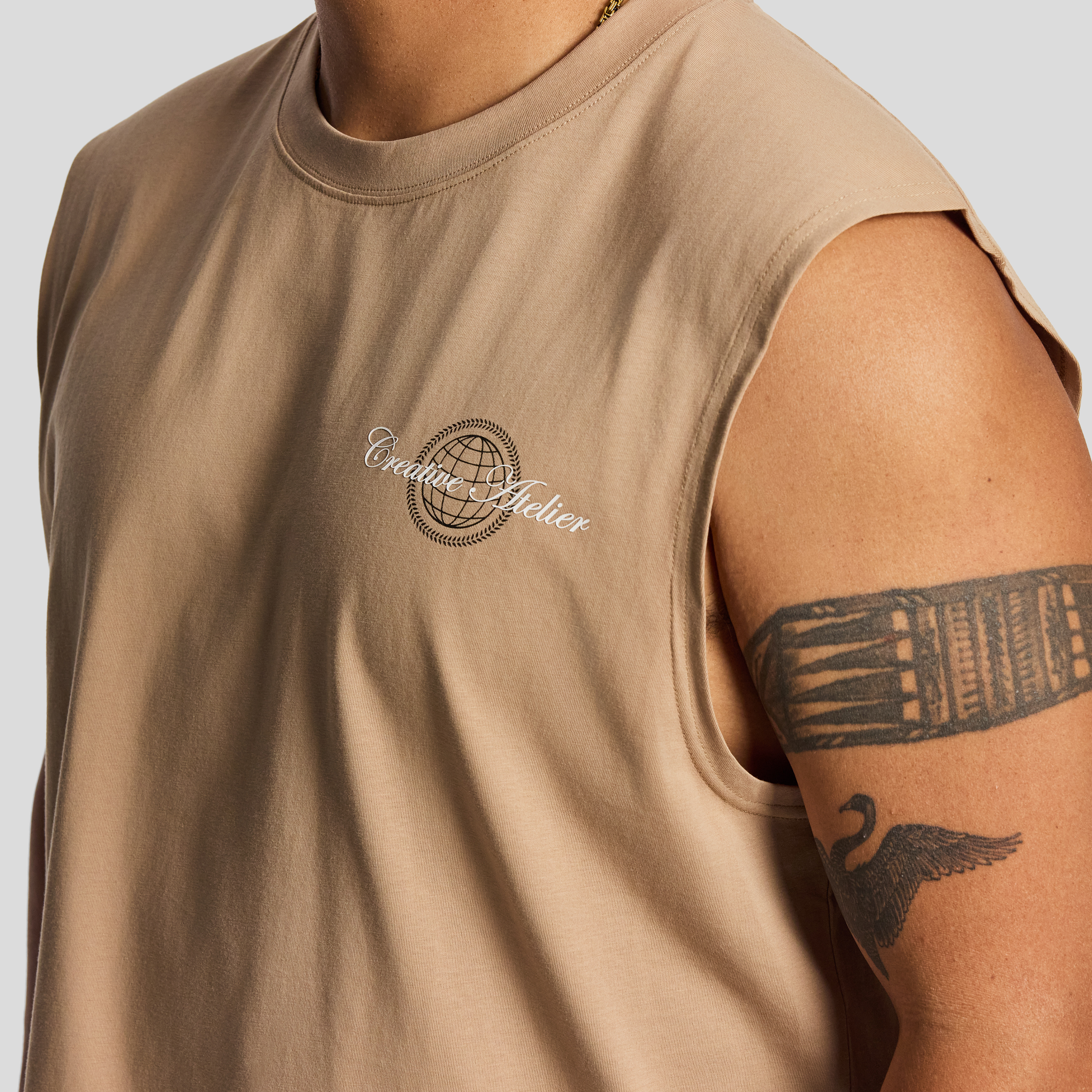 Camel Bronx Graphic Sleeveless Tee
