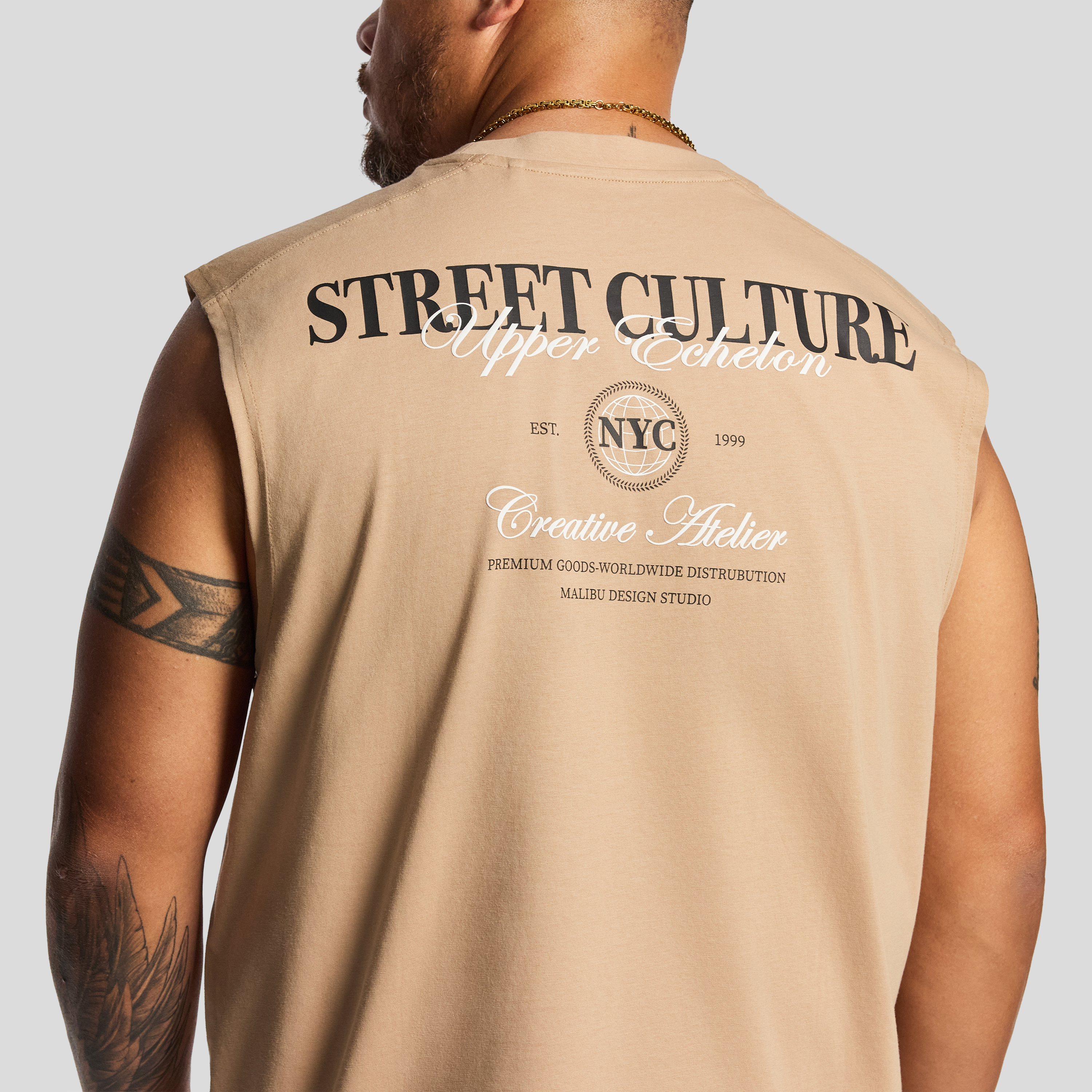 Camel Bronx Graphic Sleeveless Tee