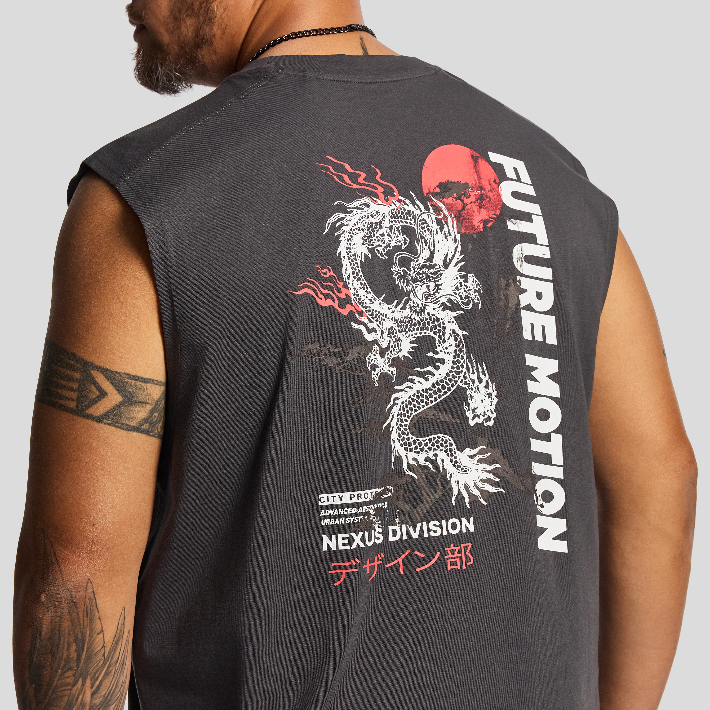 Grey Ladon Graphic Sleeveless Tee