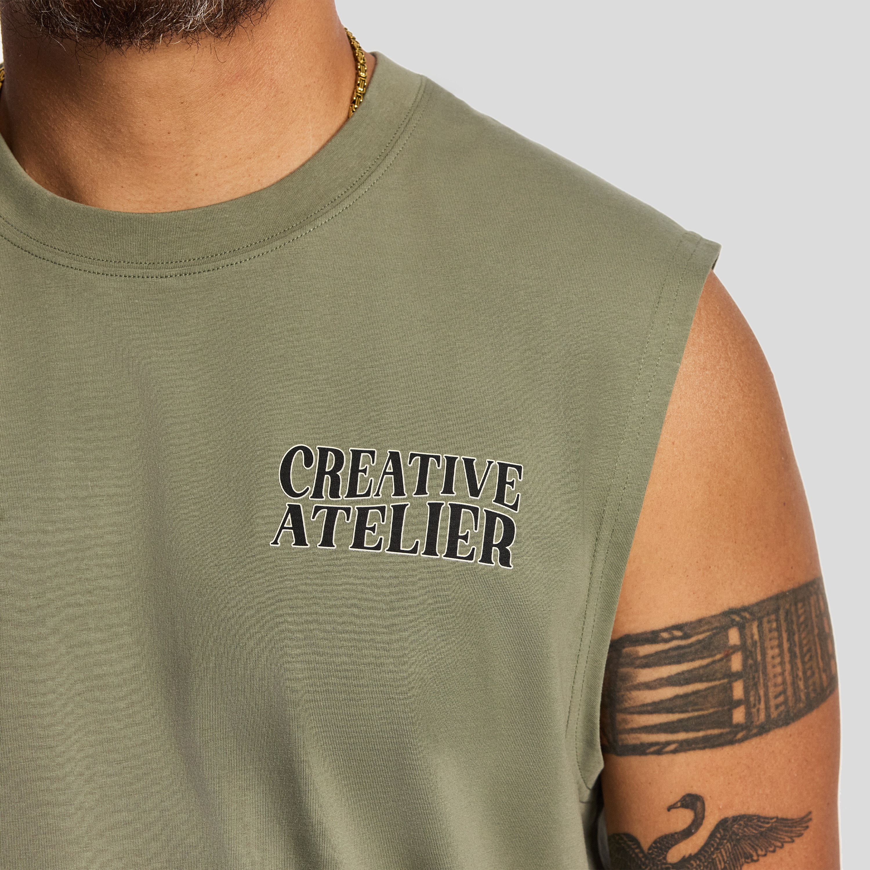 Khaki Milo Graphic Sleeveless Tee