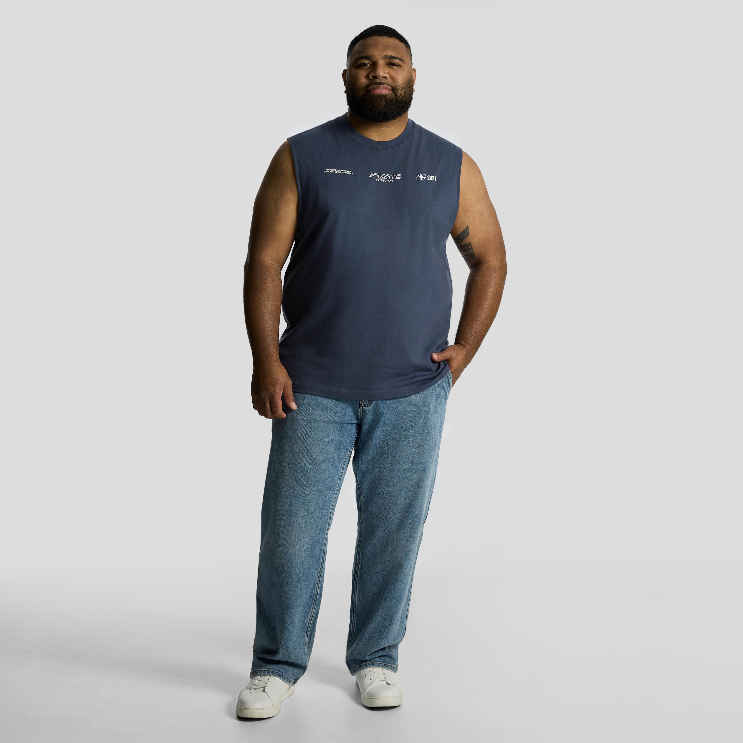 Steel Blue Static Sleeveless Tee
