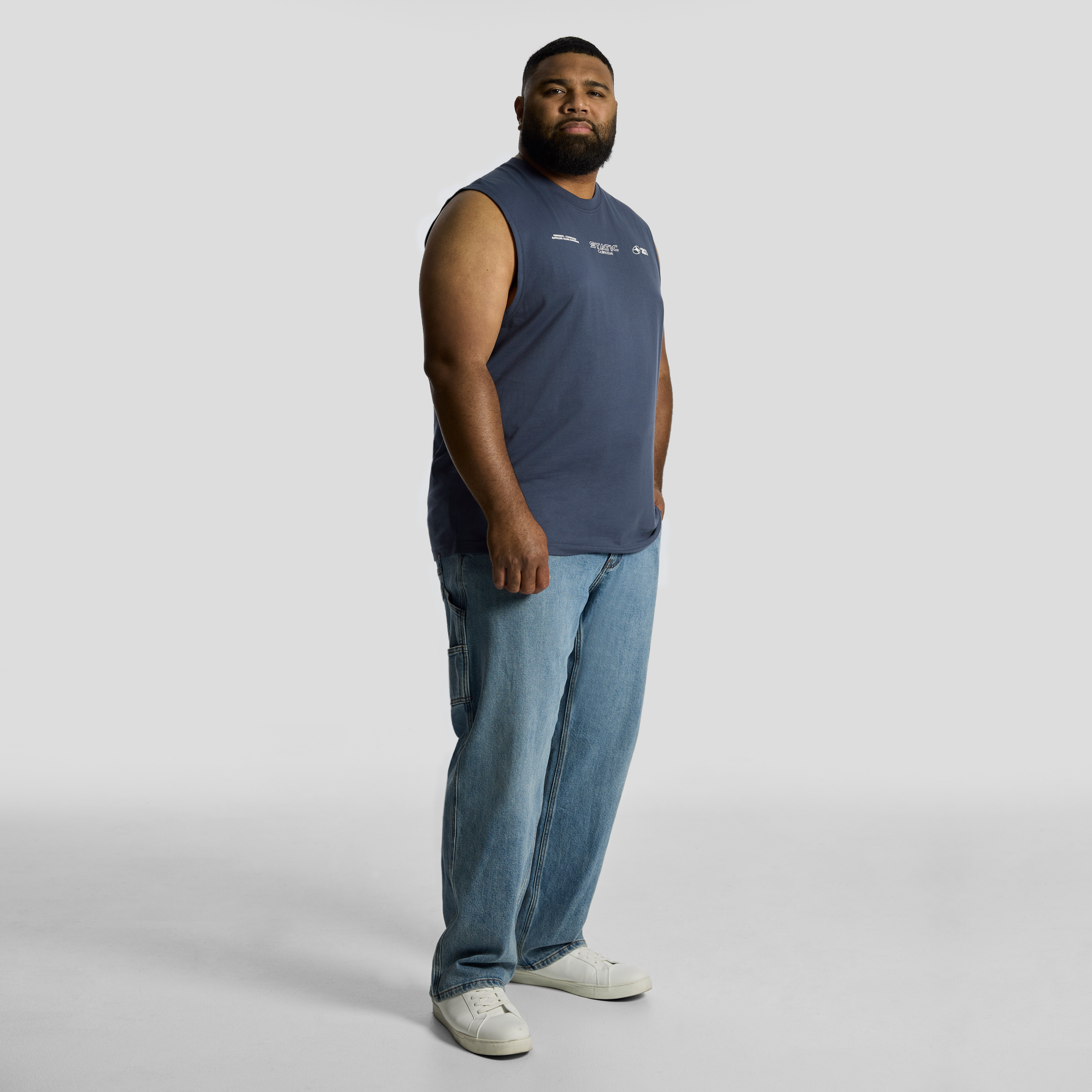 Steel Blue Static Sleeveless Tee