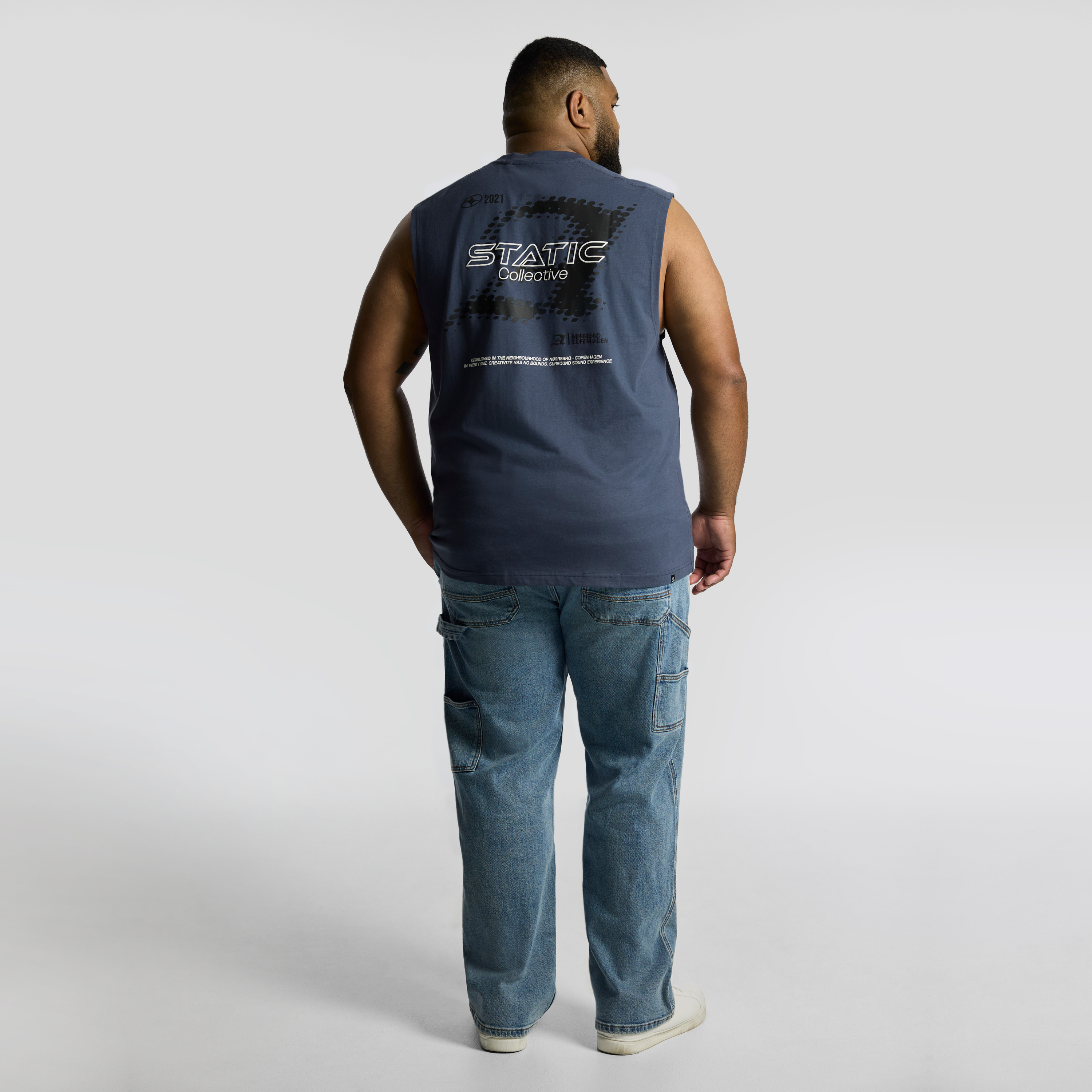 Steel Blue Static Sleeveless Tee